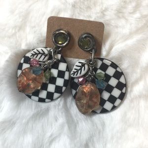 Zevar checkered chunky earrings